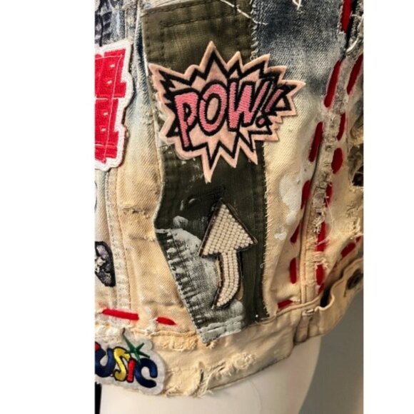 DREAM & DESTROY PUNK ROCK PATCH CUSTOM VINTAGE DENIM VEST - Picture 7 of 16